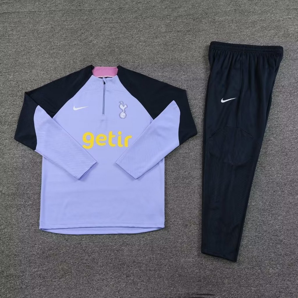 003-20 23-24 Tottenham purple with navy blue half zipper sweater tracksuit