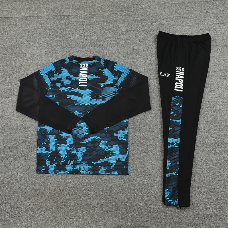 24-25 Napoli black with blue half zipper training tracksuit
