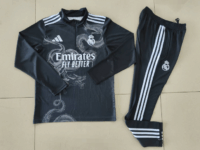24-25 Real Madrid black with dragon half zipper training tracksuit