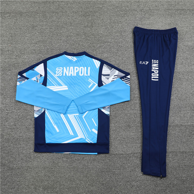 24-25 Napoli light blue with navy blue half zipper training tracksuit