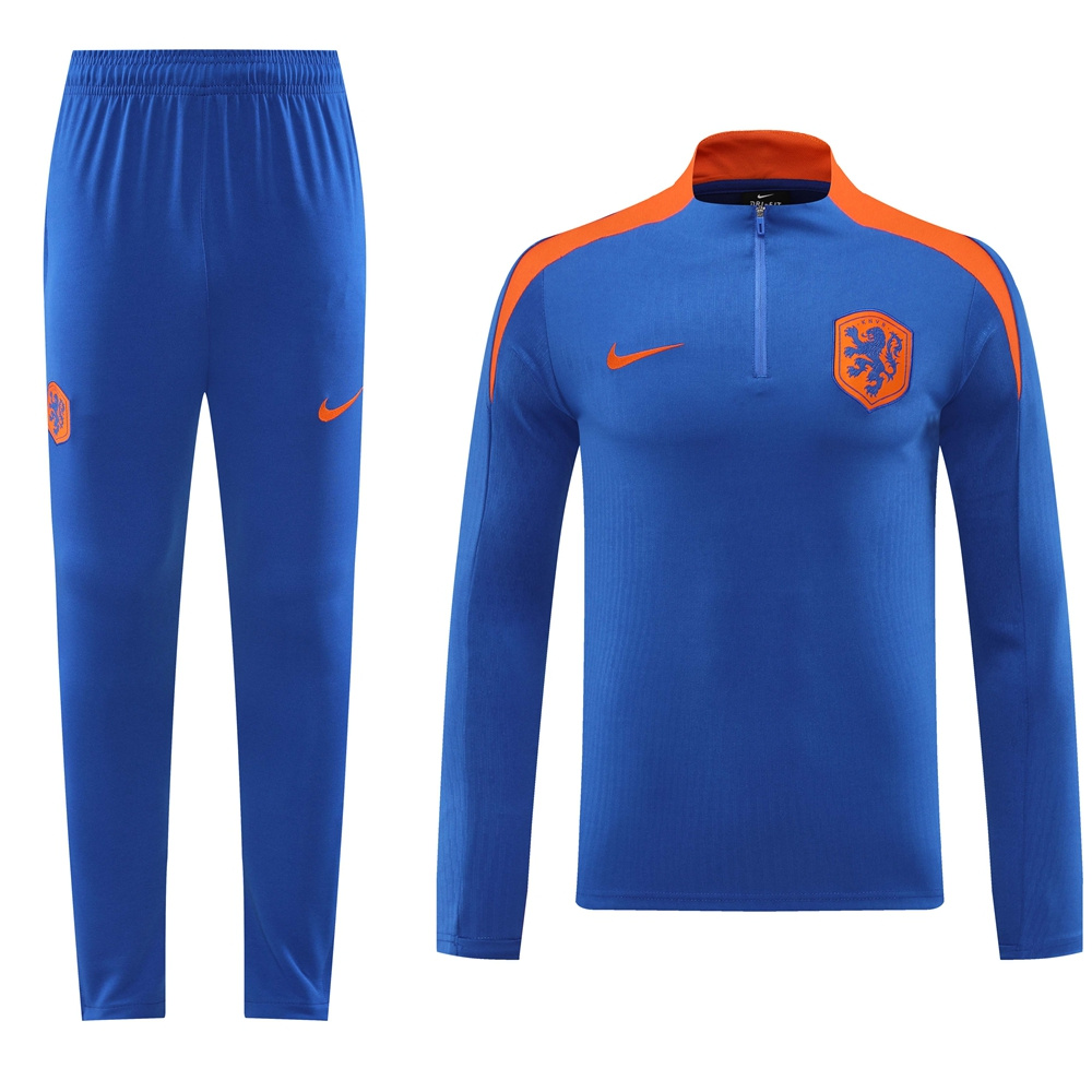 24-25 Netherlands color blue with orange half zipper training tracksuit