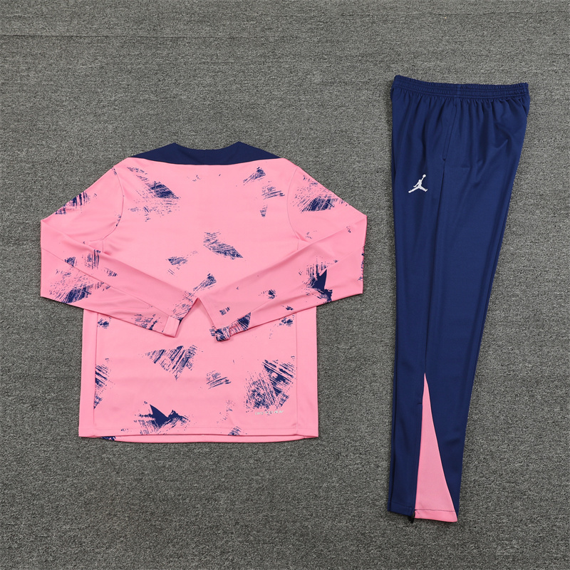 24-25 PS G pink with navy blue half zipper training tracksuit