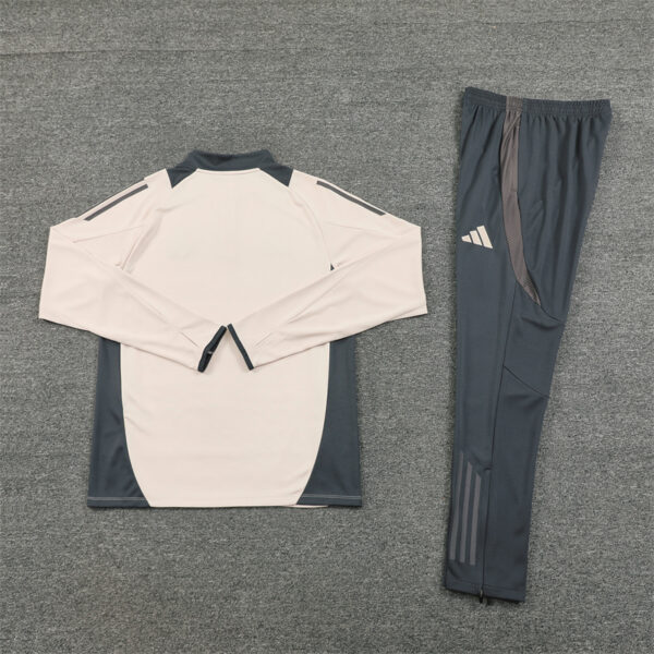 24-25 Real Madrid beige with gray half zipper training tracksuit - Image 3