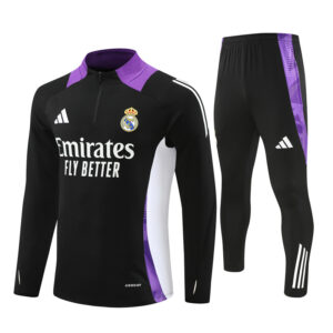 24-25 Real Madrid black with purple half zipper training tracksuit - Image 3