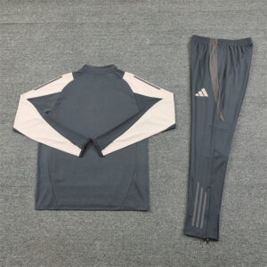 24-25 Real Madrid dark gray with beige half zipper training tracksuit - Image 3