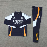24-25 Real Madrid navy blue with light blue half zipper training tracksuit