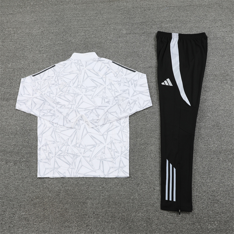 24-25 Real Madrid white with gray half zipper training tracksuit