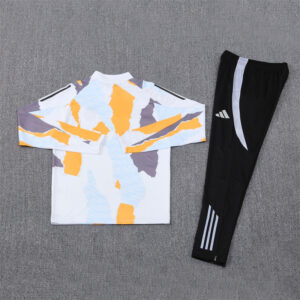 24-25 Real Madrid white with yellow and gray stripe half zipper sweater tracksuit - Image 3
