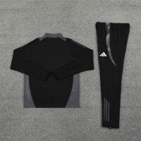 24-25 Riyadh black with gray stripe half zipper sweater tracksuit