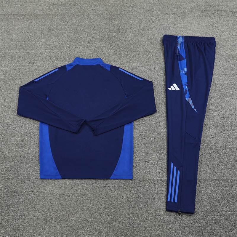 24-25 Riyadh navy blue stripe half zipper sweater tracksuit