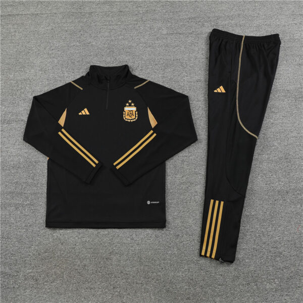 23-24 Argentina black with gold stripe half zipper sweater tracksuit - Image 3