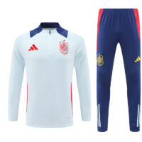 003-232 24-25 Spain light blue with red stripe half zipper training tracksuit