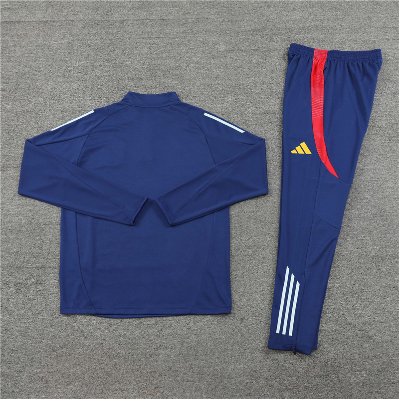 24-25 Spain navy blue with red half zipper training tracksuit