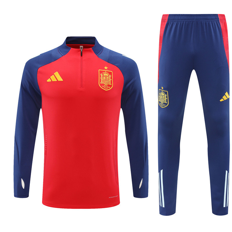 003-234 24-25 Spain red with blue half zipper training tracksuit
