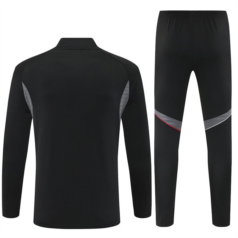 003-236 25-26 Ajax black with gray stripe half zipper sweater tracksuit