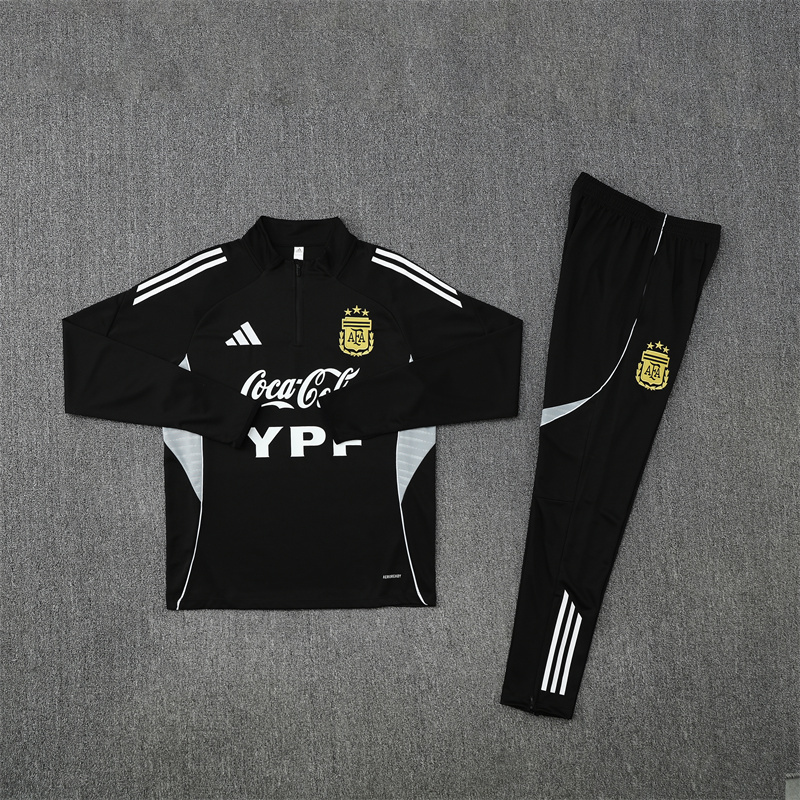 25-26 Argentina black with white stripe half zipper sweater tracksuit