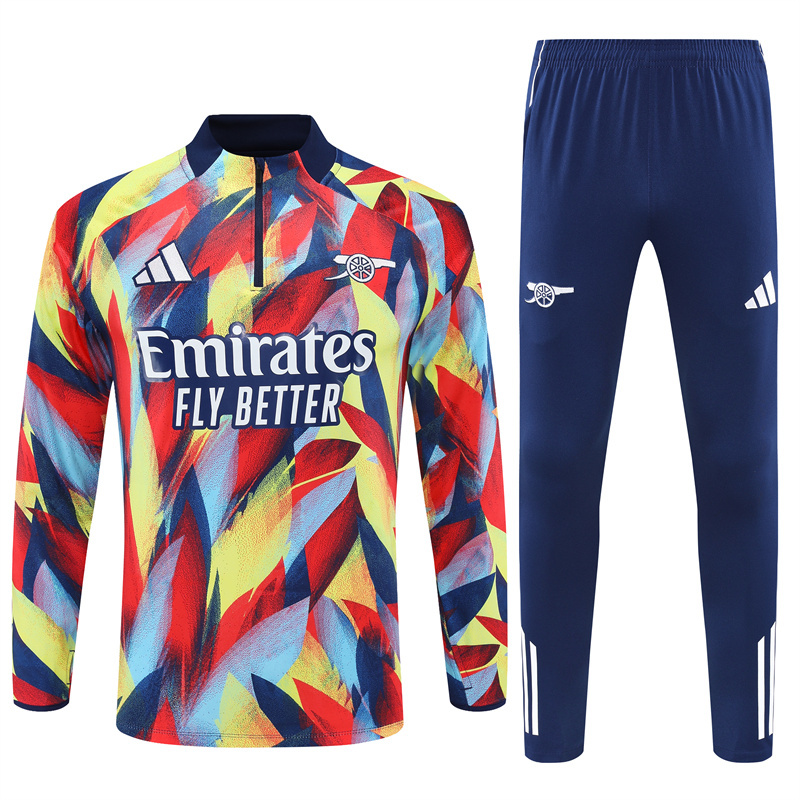 25-26 Arsenal camo yellow with red half zipper sweater tracksuit