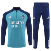 25-26 Arsenal green with navy blue half zipper sweater tracksuit