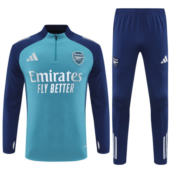25-26 Arsenal green with navy blue half zipper sweater tracksuit - Image 3