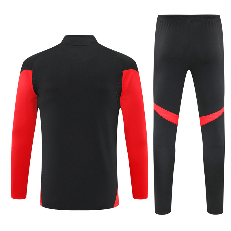 25-26 Bayern black with red half zipper sweater tracksuit