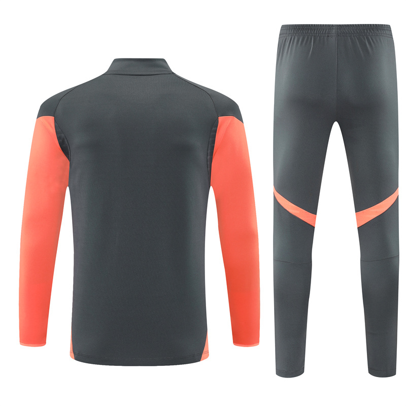 25-26 Bayern dark gray with orange stripe half zipper sweater tracksuit