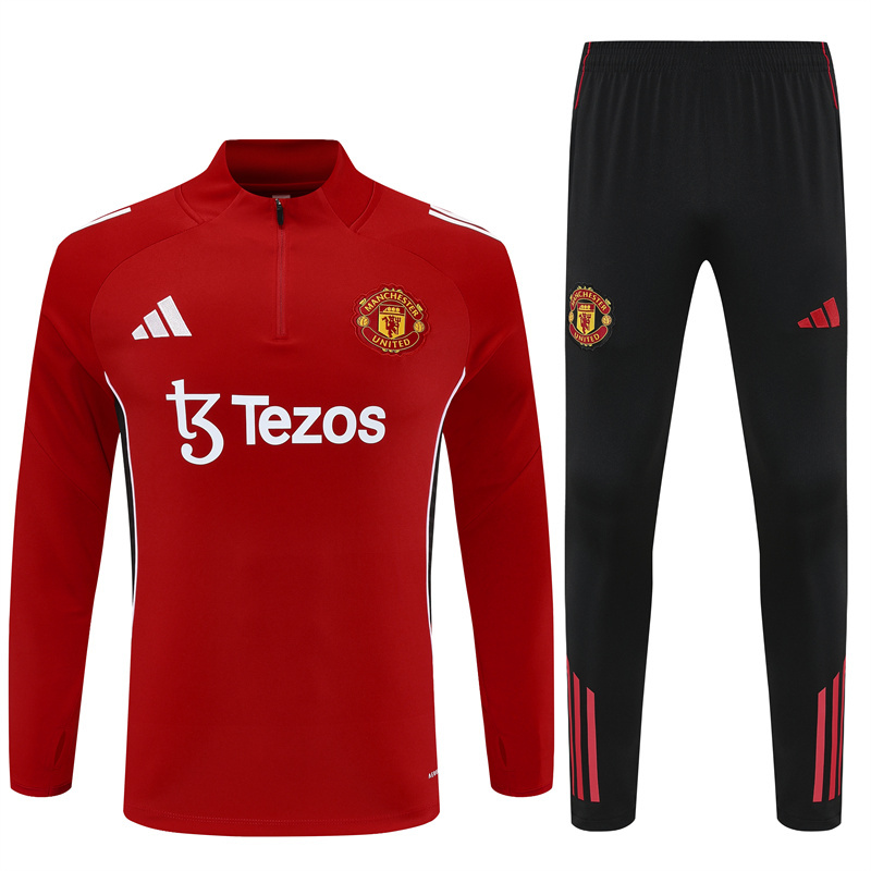 25-26 Manud red half zipper sweater tracksuit