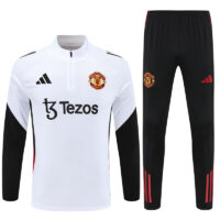 25-26 Manud white with black and red stripe half zipper sweater tracksuit