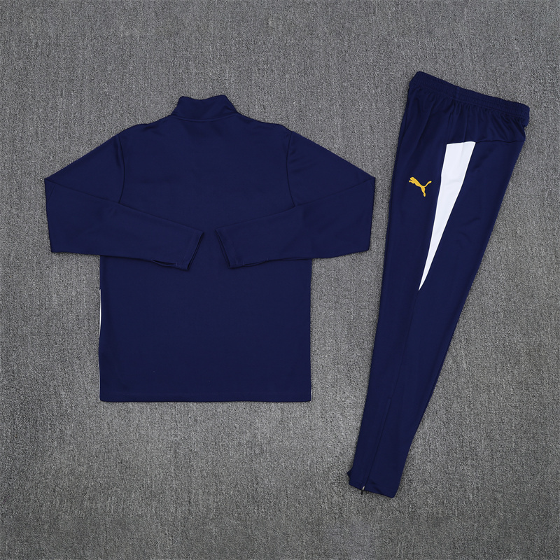 25-26 Portugal navy blue with white half zipper sweater tracksuit