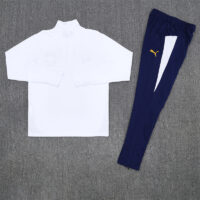 25-26 Portugal white with navy blue half zipper sweater tracksuit