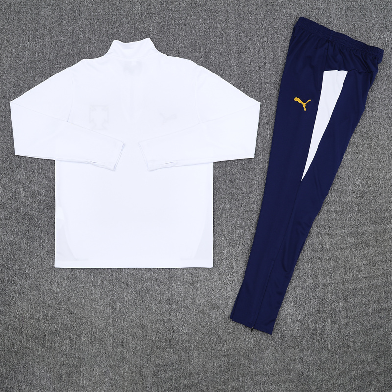 25-26 Portugal white with navy blue half zipper sweater tracksuit