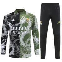 25-26 Real Madrid black and green dragon version half zipper sweater tracksuit