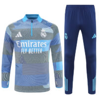 25-26 Real Madrid camo light blue half zipper sweater tracksuit