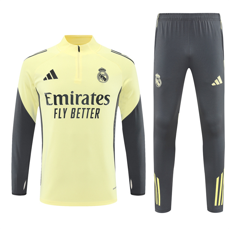 25-26 Real Madrid green with dark gray half zipper sweater tracksuit