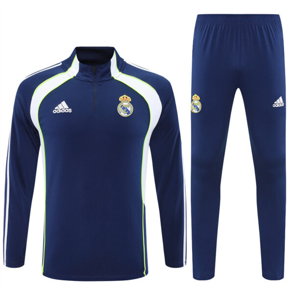 25-26 Real Madrid navy blue with white stripe half zipper sweater tracksuit - Image 3