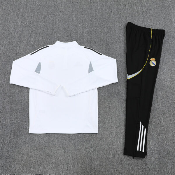 25-26 Real Madrid white with gray stripe half zipper sweater tracksuit - Image 3