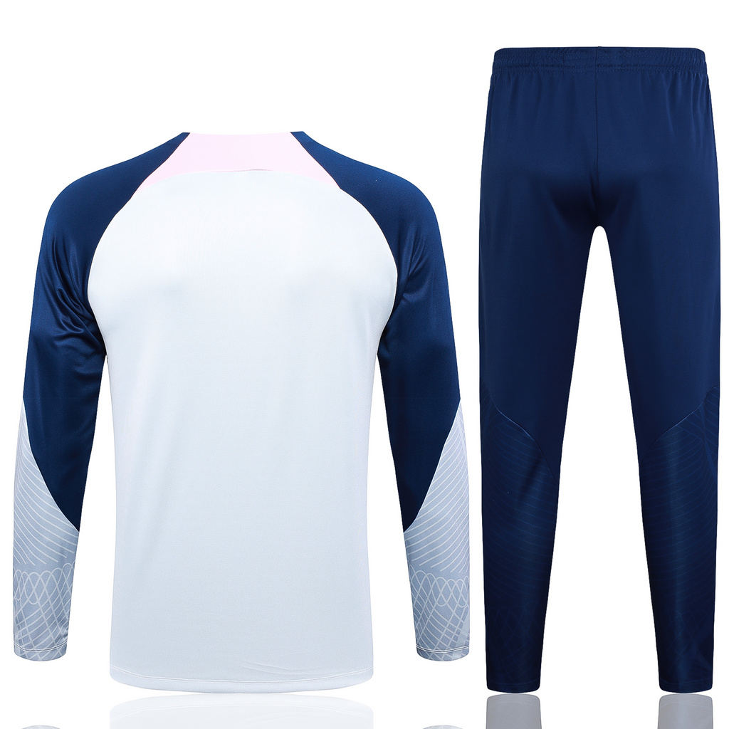 B708# 23-24 Tottenham light gray with navy blue half zipper sweater tracksuit