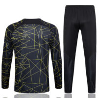 B721# 23-24 PS G Jrdan black with yellow half zipper sweater tracksuit
