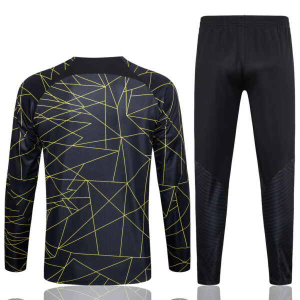 B721# 23-24 PS G Jrdan black with yellow half zipper sweater tracksuit - Image 3