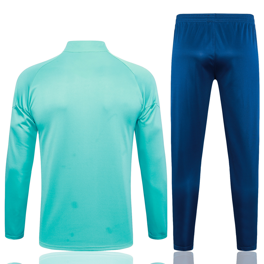 B728# 23-24 Marseille lake blue with navy blue pants half zipper sweater tracksuit