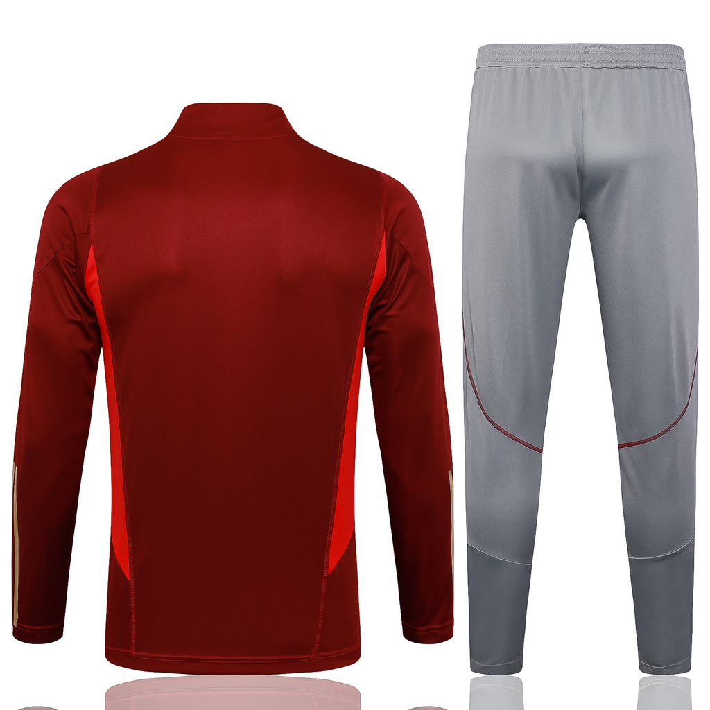 003-274 B734# 23-24 Arsenal dark red with gray pants half zipper sweater tracksuit