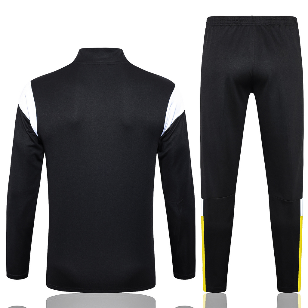 003-275 B742# 23-24 Dortmund black with yellow and white half zipper sweater tracksuit