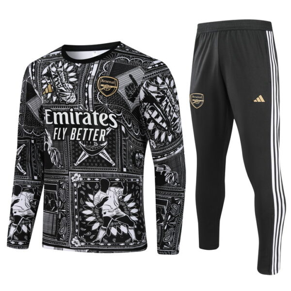23-24 Arsenal Graffiti version round collar black training sweater tracksuit - Image 3
