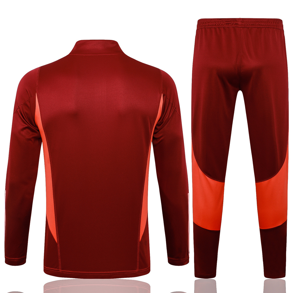 B754# 23-24 Manud dark red half zipper sweater tracksuit