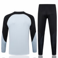 B756# 23-24 Bar light gray with black stripe half zipper sweater tracksuit