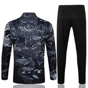 B758# 23-24 Real Madrid black printing half zipper sweater tracksuit - Image 3