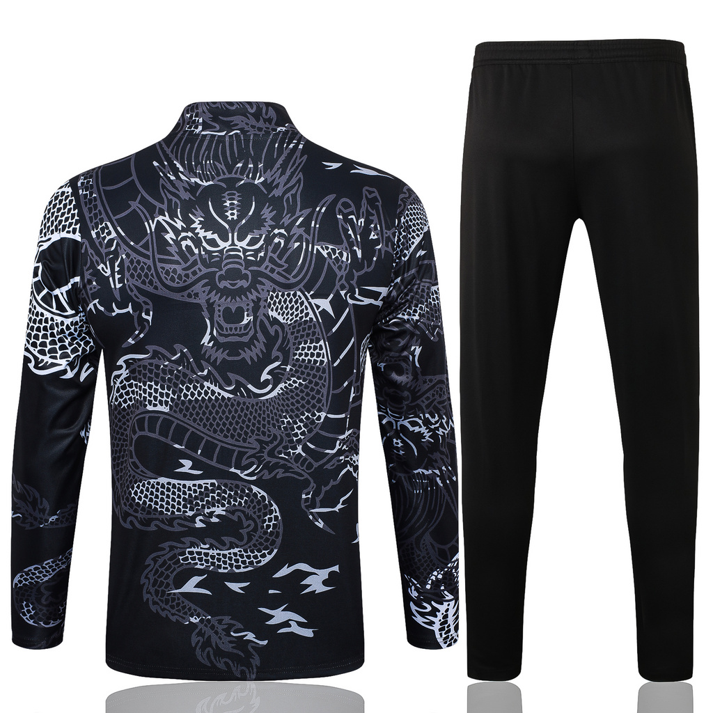 B758# 23-24 Real Madrid black printing half zipper sweater tracksuit