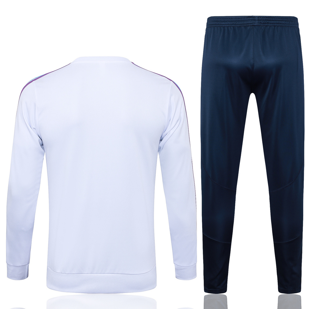 B761# 23-24 Real Madrid white round collar sweater tracksuit
