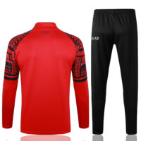B765# 23-24 Napoli red with black half zipper sweater tracksuit