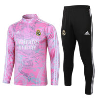 B770# 23-24 Real Madrid pink with dragon half zipper training tracksuit