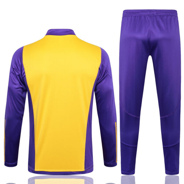 B786# 23-24 Real Madrid yellow with purple half zipper sweater tracksuit - Image 3